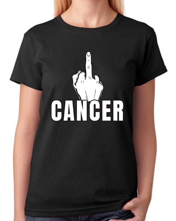 Middle Finger F You Cancer Statement Ladies T-Shirt Bold Awareness Tee 4XL