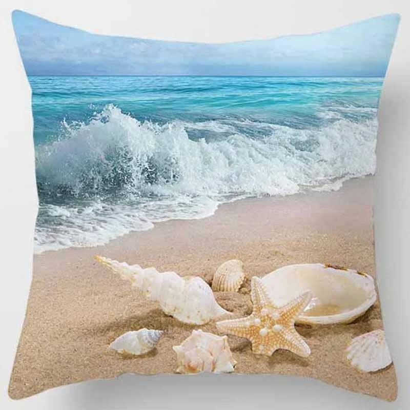 Beach Starfish Spray Coconut Tree Style Free Print Pillow Case Home Decoration Car Sofa 40x40 Cm Polyester Pillow Case