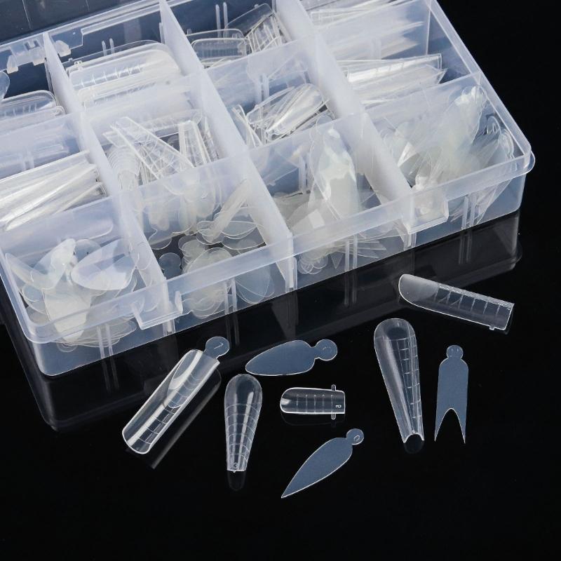 Duals Forms Acrylic Nail System UV Gel Nail Mold Full Cover Fasle Nail Tips Nail Form French Extension Tips Stickers
