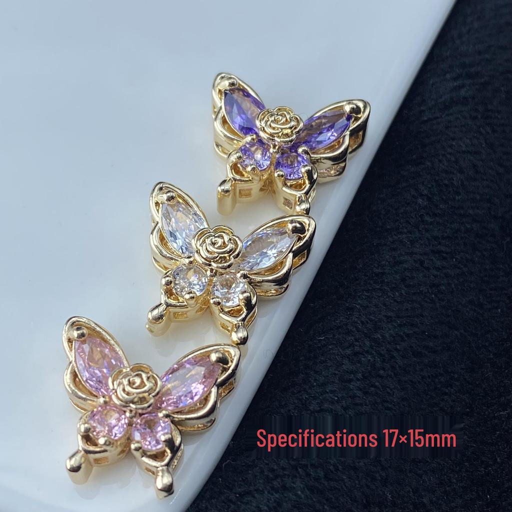 Charming Butterfly Zircon DIY Jewelry Spacer Beads - Handcrafted, Color-Preserving Crystal Accessories