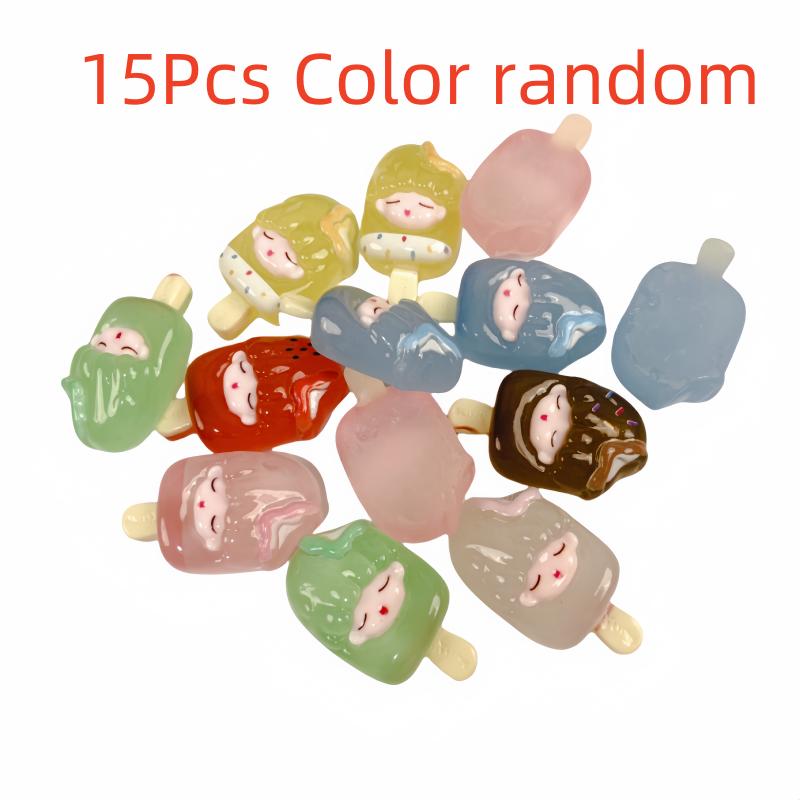 

15Pcs Diy Cartoon Ice Cream Girl Jewelry Resin Accessories Toy Handmade Cream Gel Phone Case Hair Clip Headband Accessories Gift