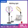 NEEWER ENTRY LEVEL VERSION N37 10.5" RGB Ring Light with Desktop Stand/Phone Holder,for iPhone/Remote, 10W CRI85+ LED Lighting