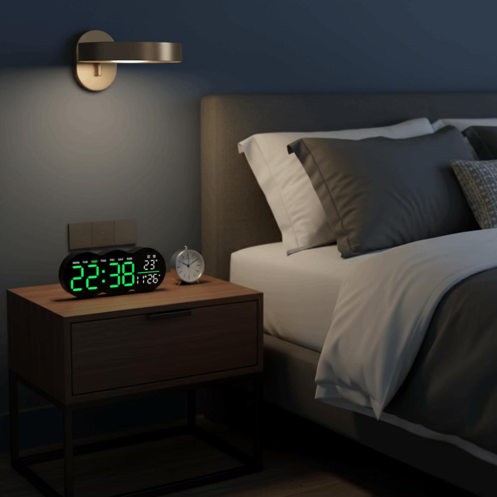 Multi-functional Wall-mounted Electronic Clock with Ambient LED Light Alarm Clock  Home Decoration
