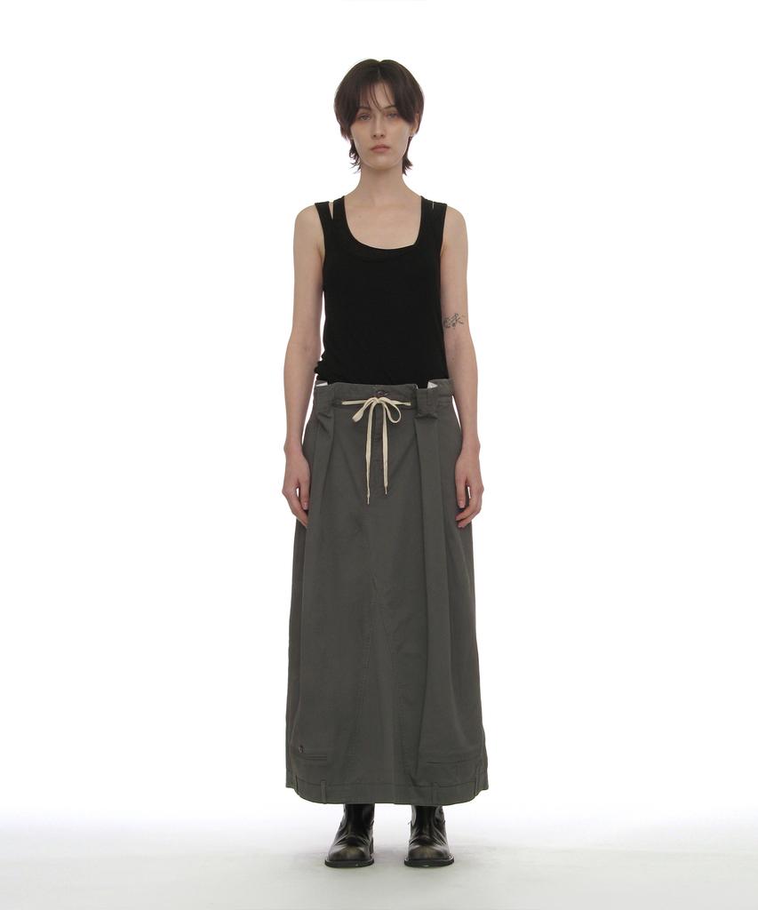 Partimento Woman Inverted Drawstring Maxi Skirt_Charcoal
