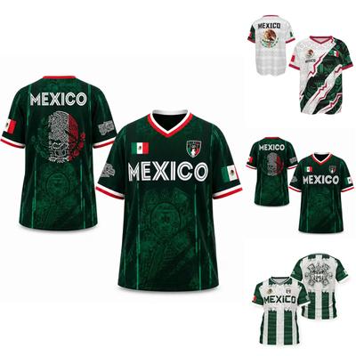 Men's Retro Style Soccer Jersey Mexico National Team Inspired Athletic Shirt Lightweight Breathable Fabric Short Sleeve Top