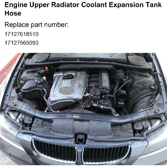 Koxuyim Expansion Tank To Upper Radiator Coolant Hose Compatible With Bmw 2008-2013 128I; 2006-2011 323I; 2006 325I, 325Xi; 2007-2013 328I Replaces