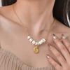 Fashion Jewelry Stainless Steel White Shell Square Conch Gold Necklace Ladies Accessories