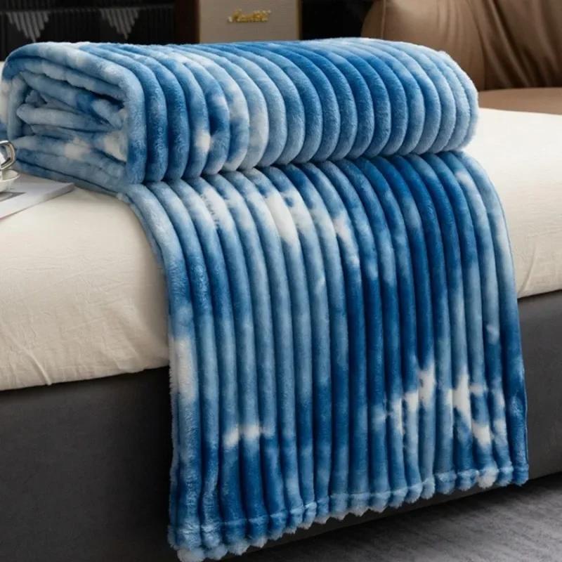 Soft Plush Fleece Throw Blanket Ultra Warm Cozy Blanket for All Seasons Comfortable Air Conditioning Nap Lunch Break Home Decor