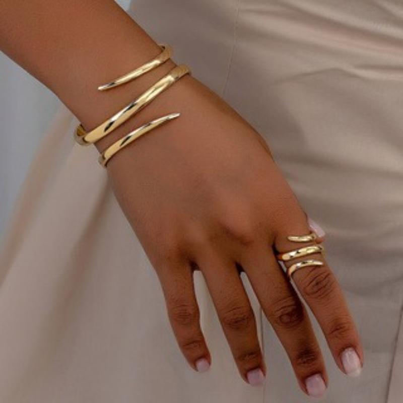 Европа и Соединенные Штаты Мода Простой дизайн Многослойный Браслет Кольцо, Женский Классический Набор 2шт/набор