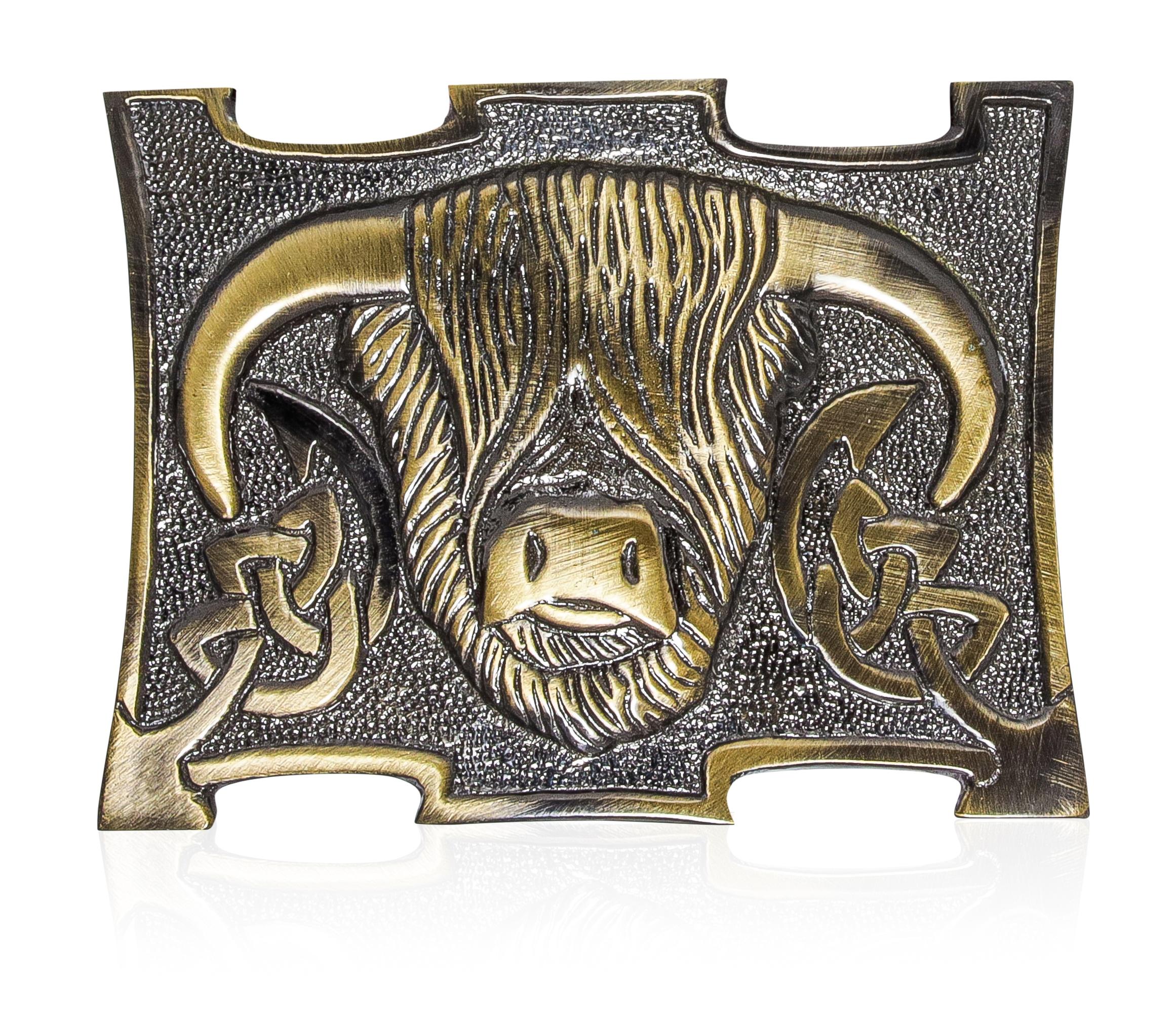 

Пряжка для ремня шотландского килта из латуни с зеркальным блеском, кельтский античный дизайн, спорран one size античная латунь