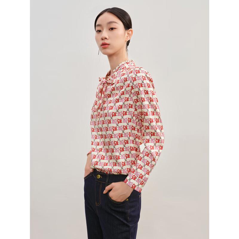 JUZUI New Chinese Style Dragon Pattern Women's Stand Collar Shirt