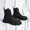 Spring Autumn Shoes Mens Fashion Single Boots Brand Male Ankle Boots Pure Black Non-slip Thick Sole