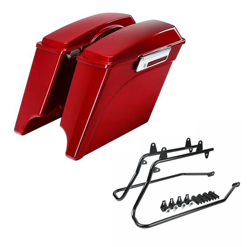 Motorcycle 5" Extended Stretched Hard SaddleBags Conversion Brackets For Harley Softail Fatboy 1984-2017