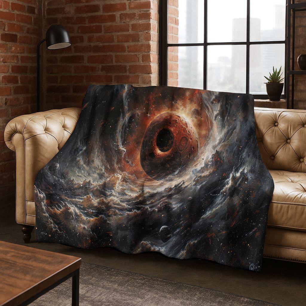 Dreamy Galaxy Universe Space Stars Black Hole Earth Flannel Blanket,Cozy Soft Throw Blanket for Home Bedroom Bed Sofa Cover Gift