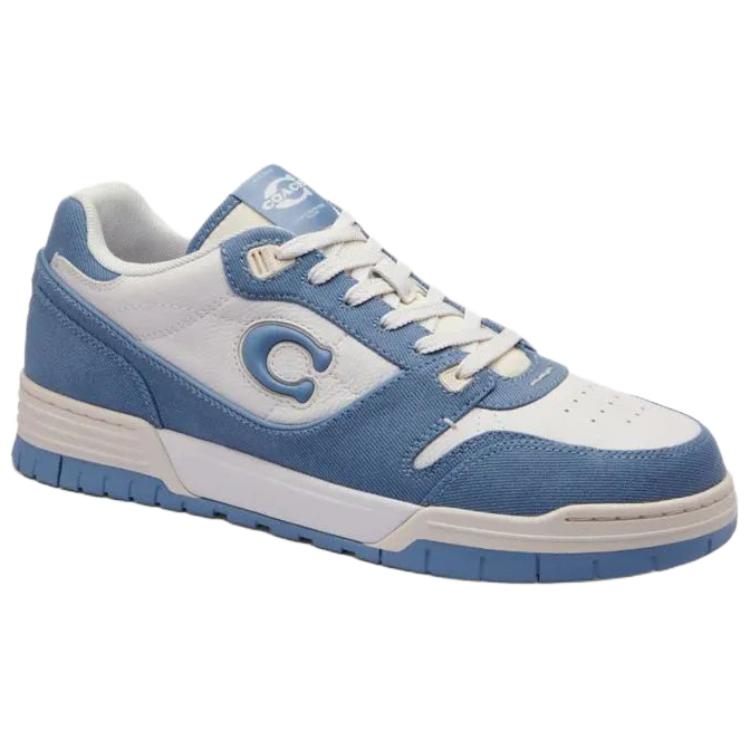 Coach Soho Fabric Leather Round Toe Lace-Up Low-Top Sneakers Men Sneakers Blue CBN96-Y0O