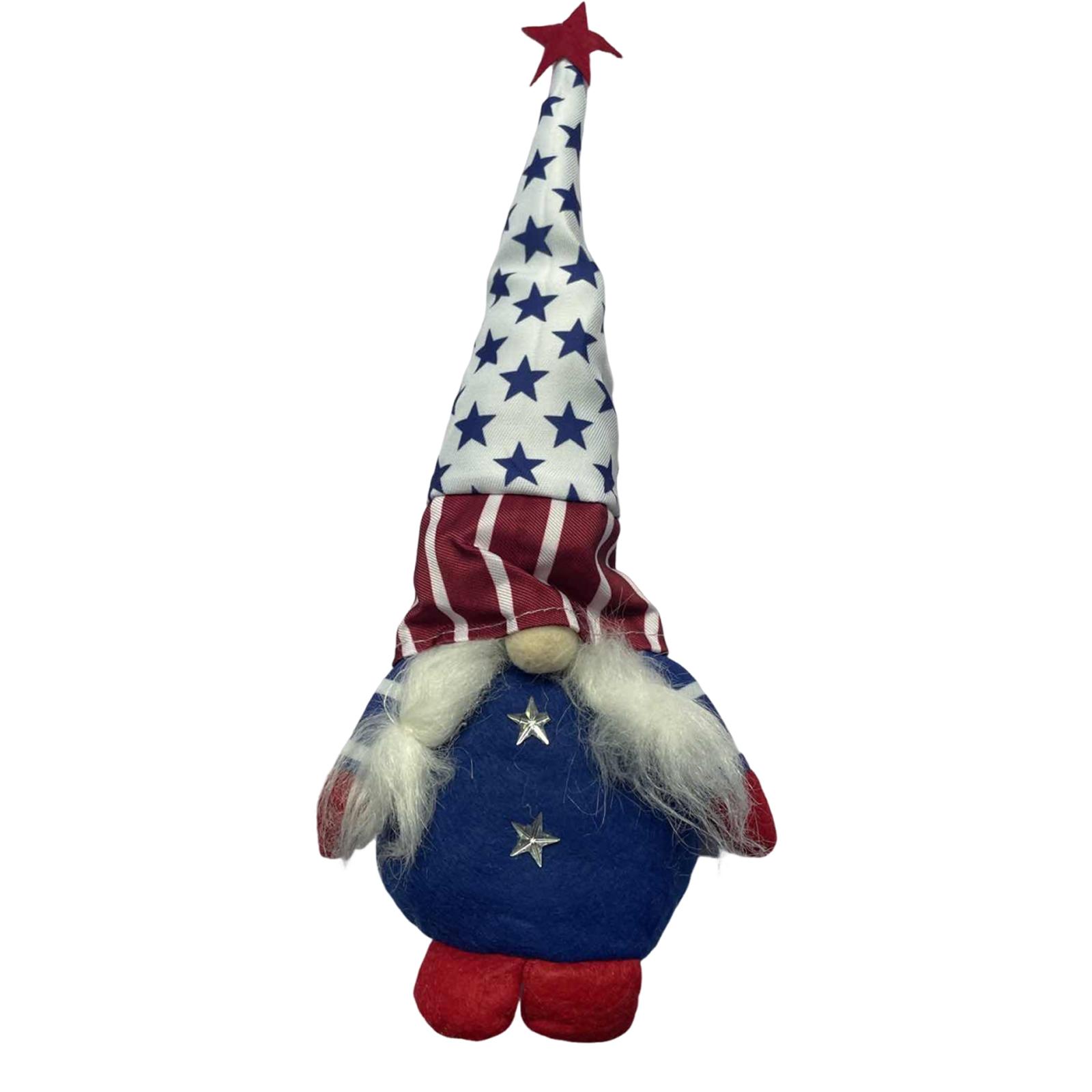

Faceless Plush Doll Patriotic Star Hat Striped Sleeve Soft Decorative Figurine for Holiday Home Office Shelf Table One Size синий