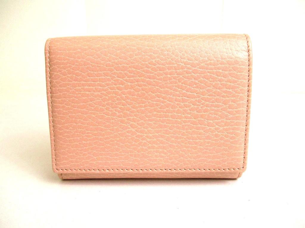 Authentic GUCCI Double G Marmont Light Pink Leather Trifold Wallet #9926  Refurbished