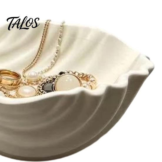 Elegant Jewelry Storage Tray Holder, Seahorse Shape Tray, with Wave Shell Bathroom Countertop Organizer Groove Design, for Rings Necklaces Earrings