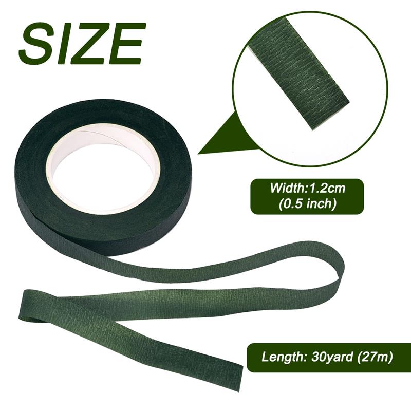 Floral Art Tape 1.2cm * 30yard Green Paper Tape Handmade DIY Floral Making Colored Flower Stem Tape Artificial Flowers Branch