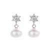 Fashion Temperament Snowflake Earrings For Women, Japan And Korea Short Freshwater Earrings, Meilong Silver Jewelry Customization