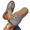 Women's Plus Size Platform Slide Sandals, Metallic Buckle Chunky Heel Summer Shoes