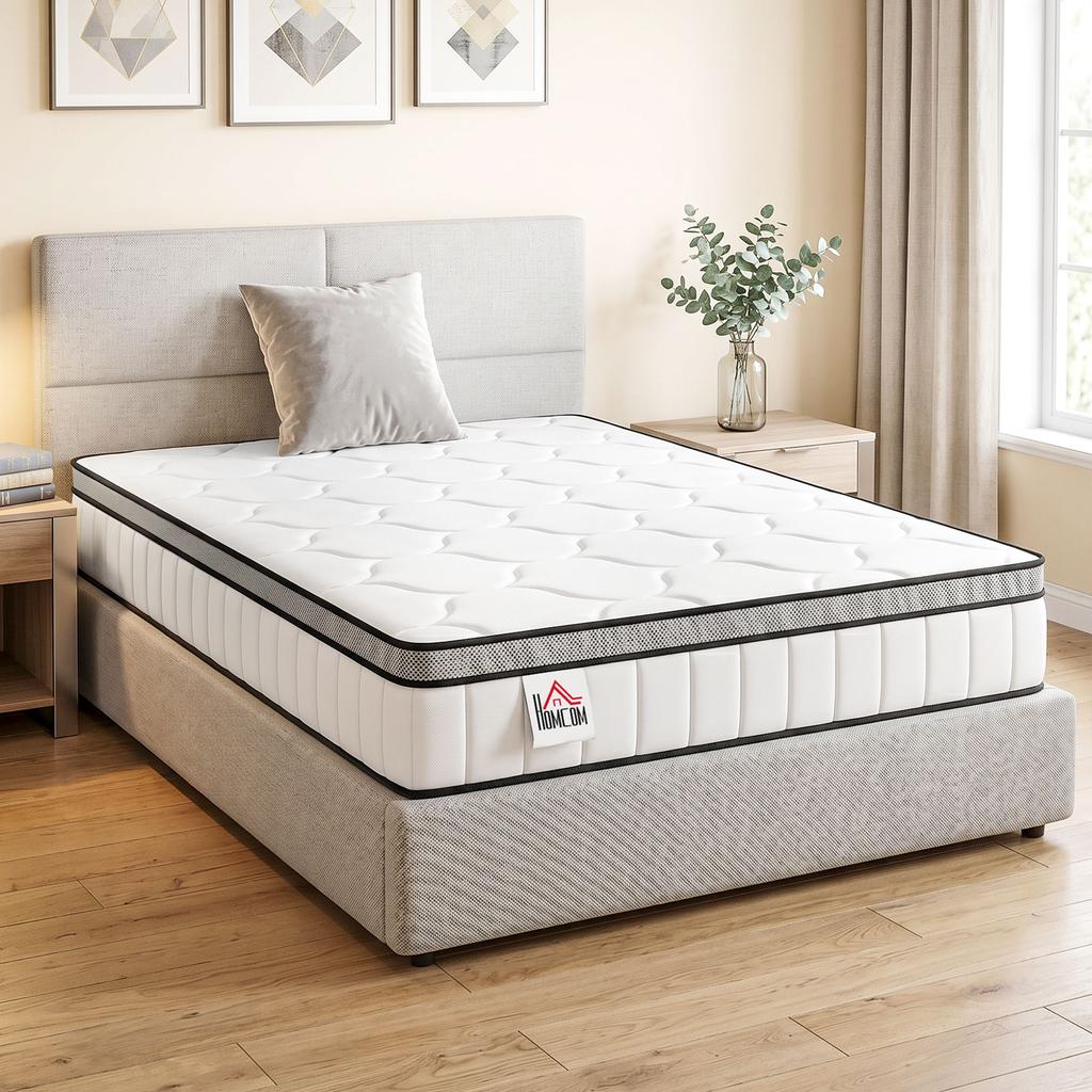 Materasso 90 x 190 cm, spessore 20 cm, materasso a molle insacchettate a 7 zone con memory foam al gel rinfrescante