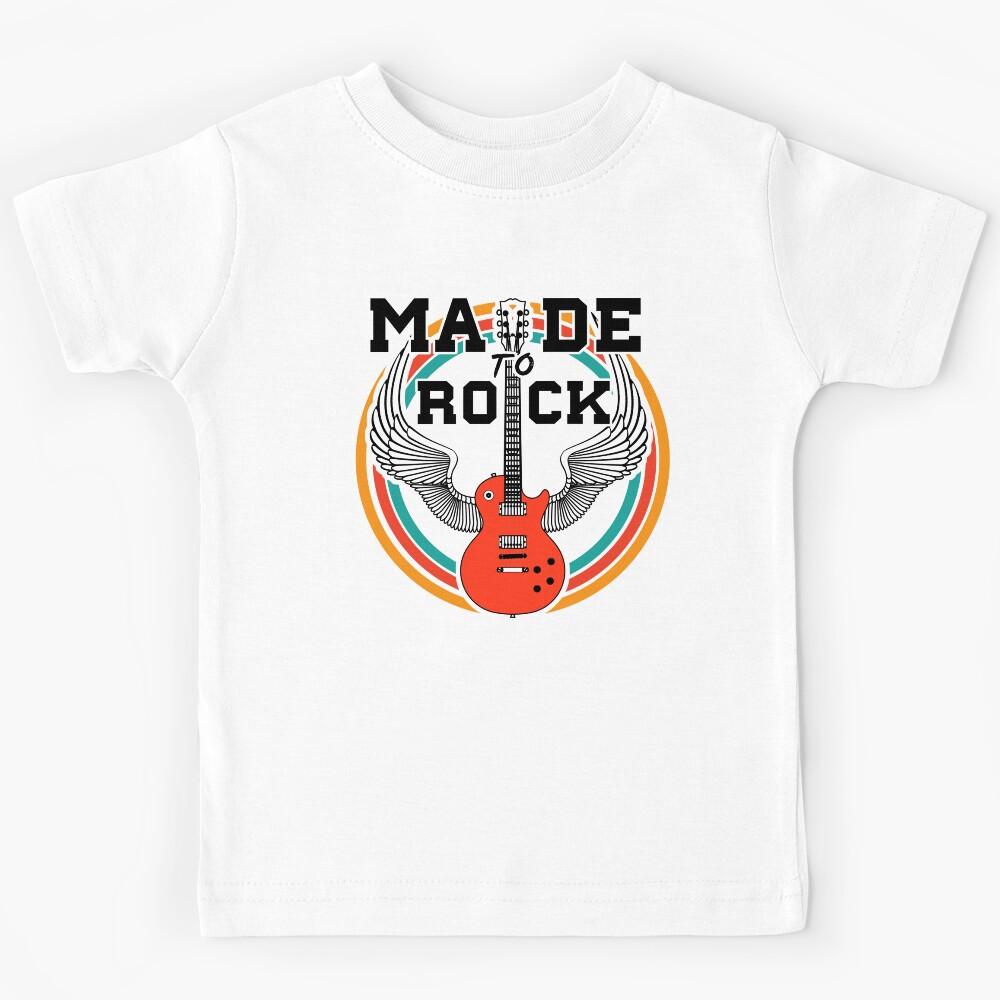 Made to Rock & Roll Music Guitar with Wings Kids T-Shirt 120