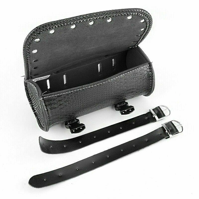 Motorcycle Fork Bag Leather Saddle Bags Handlebar Bag Front Fork Tool Rool Bag Barrel Shape Bag Motorcycle Luggage Saddlebags
