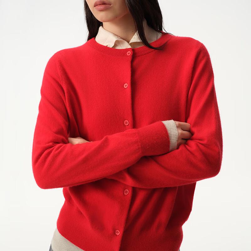 Women's Elegant Cashmere Blend Round Neck Knit Cardigan