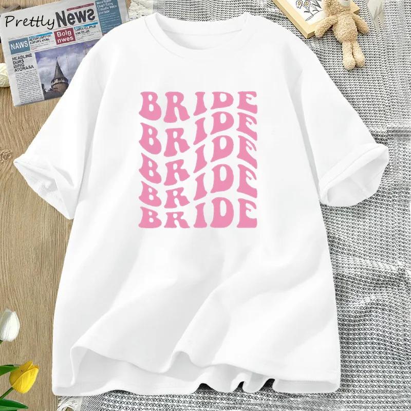 Retro Bride Bridesmaid TShirts Women Female Bridal Party Bachelorette Theme Party Tee Shirt Wedding Boho Bride Graphic Tshirt