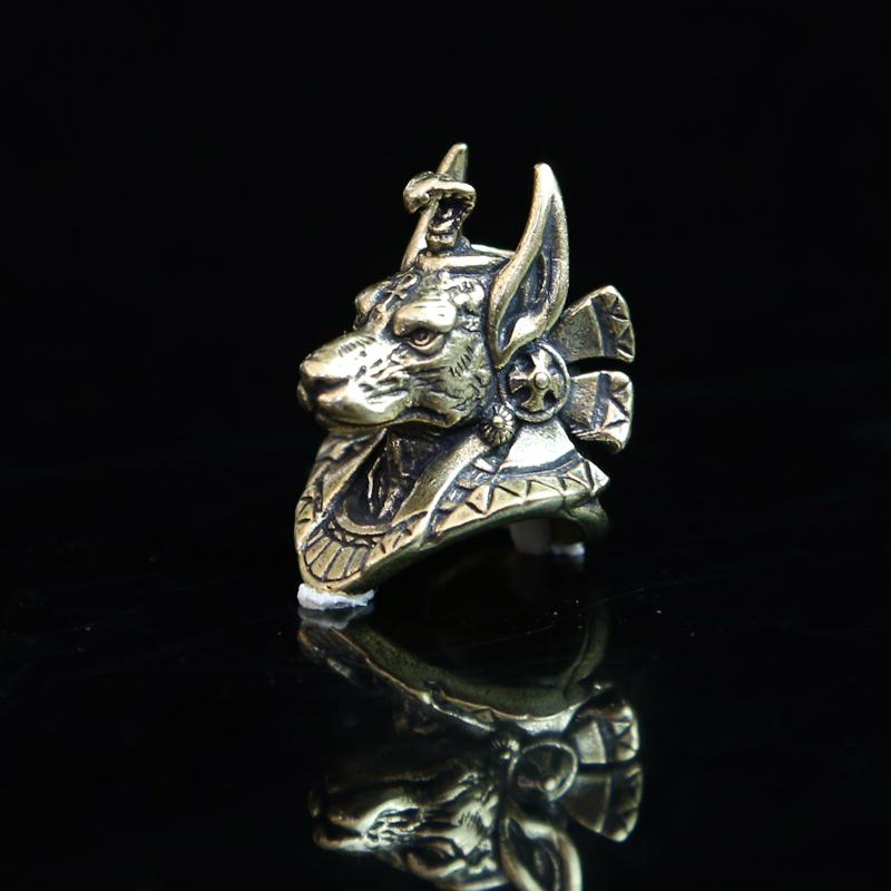 Ancient Egypt Death God Anubis Jackal Head Brass EDC Knife Beads DIY Paracord Woven Lanyard Pendants Jewelry Outdoor Accessories
