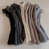 Women Ribbed Knitted Leg Sleeves with Ties Drawstring for Winter Warmth Vertical Striped Leg Warmers Footless Boot Socks