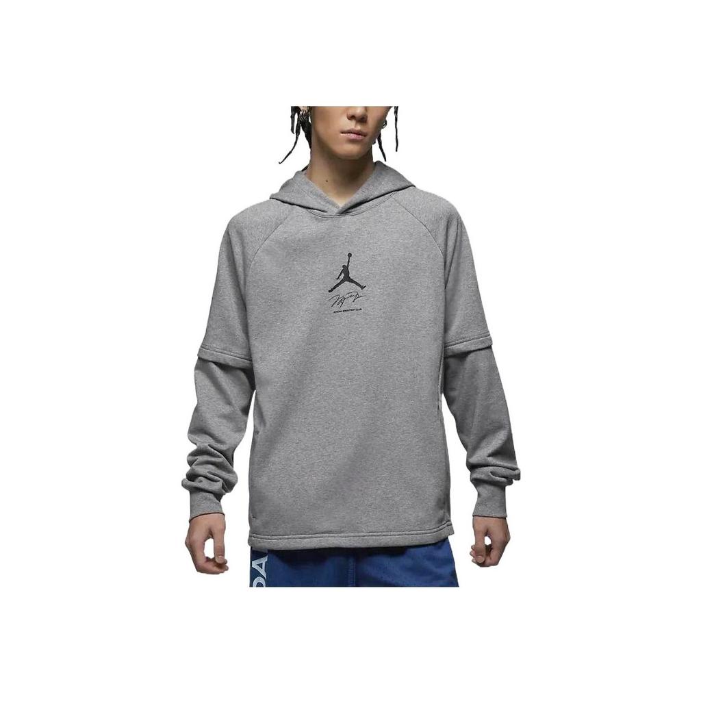 Jordan Logo Hooded Pullover Long-Sleeve Sweatshirt Men Tops Grey DV9782-091