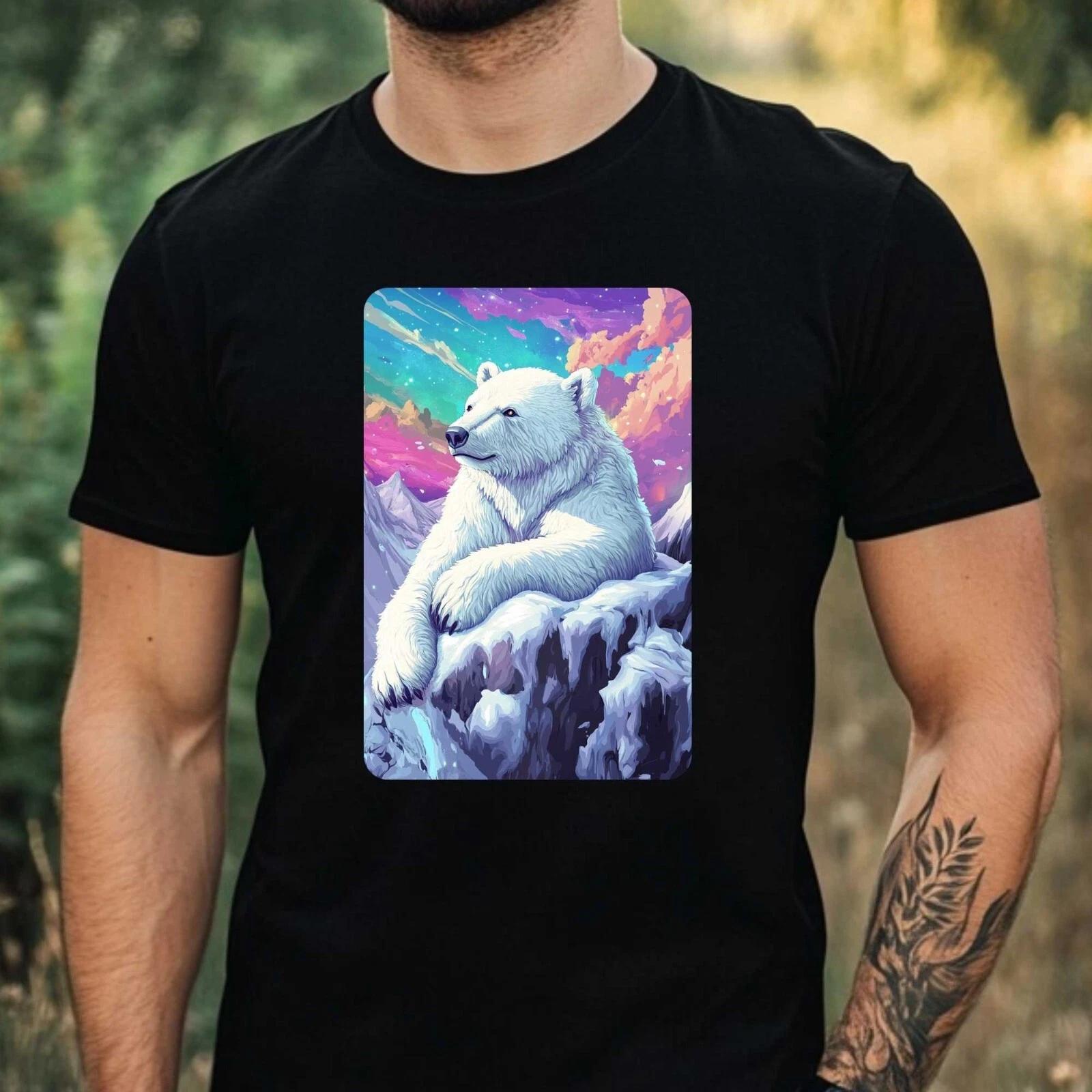 T-Shirt Herren Eisbär im Anime Style Motiv Baumwolle Größe XS bis 5XL M