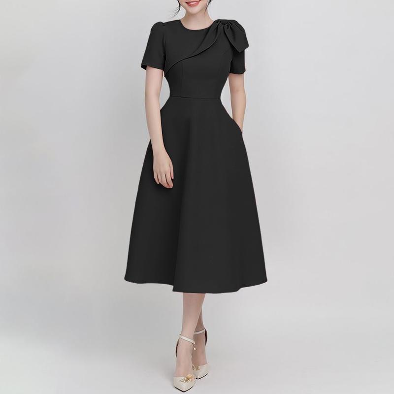 

ZANZEA Women Daily Casual Round Neck Summer Short Sleeve A-line Dress 2XL чёрный