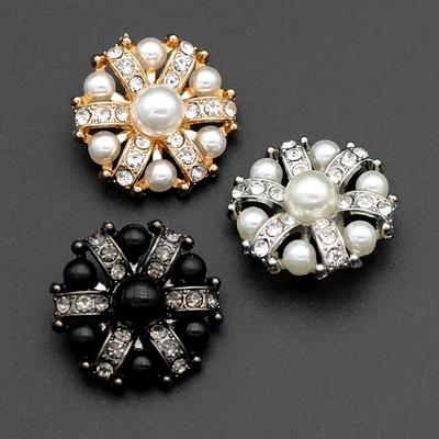 5 Stück Blumenperlen Metall Strasssteine Knöpfe mit Öse Für Hochzeitskleidung Kleid Dekoration