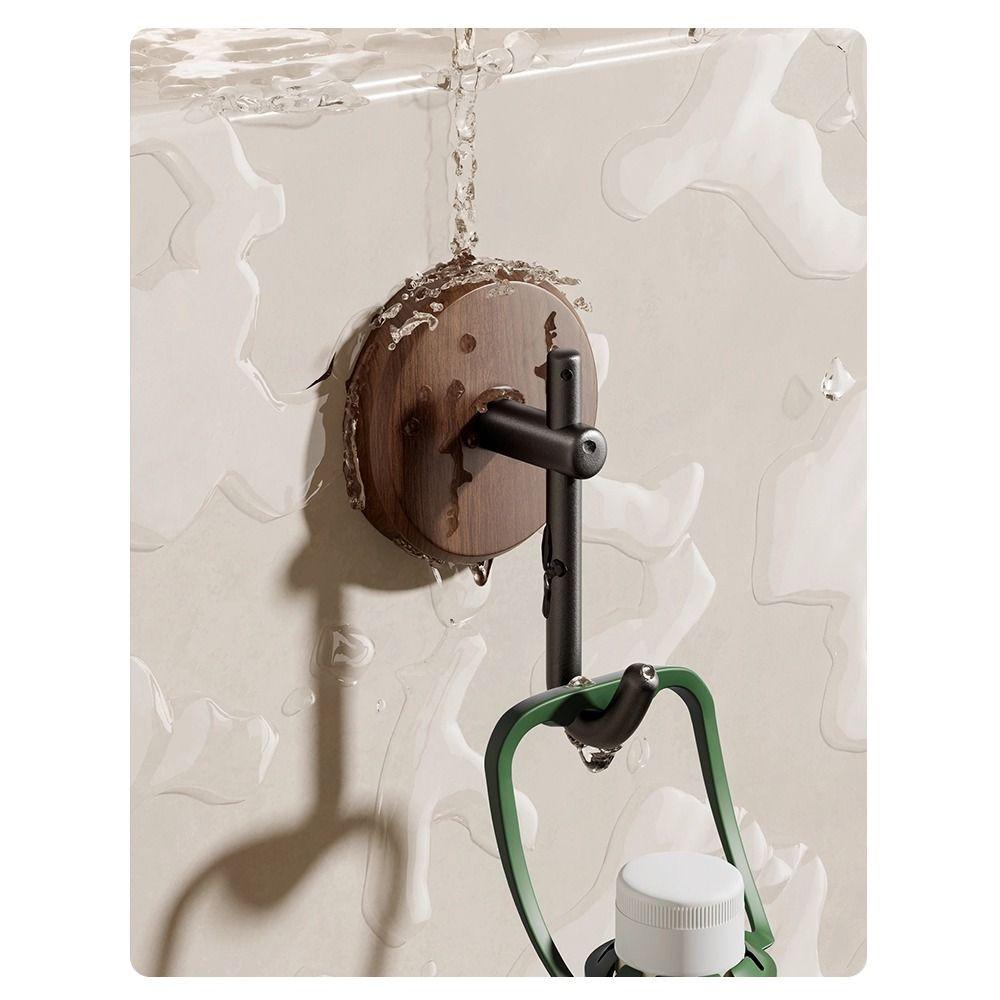 Wood Wall Mount Hook Self-adhesive Waterproof Storage Hanger No Drill Black White Wall-mounted Storage Hook Ornament