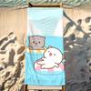 Cute Peach Mochi Cat Beach Towel Shower Bath Travel Lightweight Skin Friendly For Pool Camping Cruise Summer