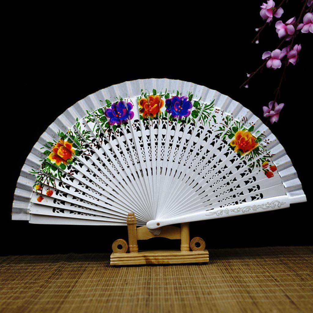 Handbemalter Fächer Klassischer Faltfächer Spanischer Holzfächer Cheongsam Passender Fächer Chinesischer Antiker Stil Faltfächer