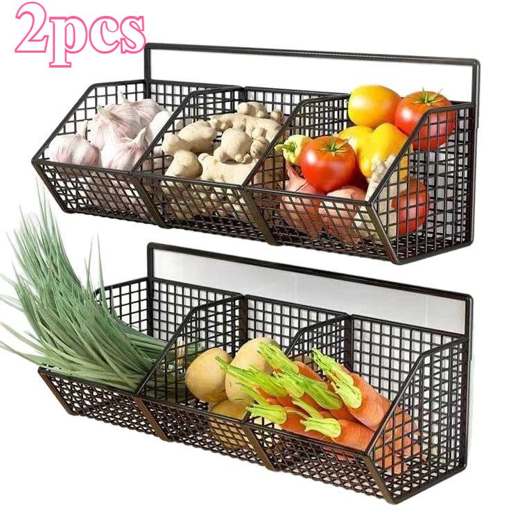 1PC with 2 Patches, Multi-function Kitchen Storage Rack, Punch-free Hanging Storage Rack, Wall Drain Basket Storage Rack