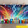 2D Flat Banner, 1 Colorful Science and Biology-themed Party Backdrop Banner - Colorful DNA and Molecular Design