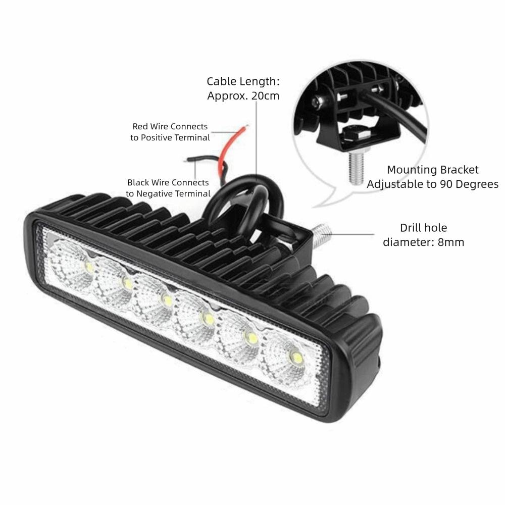 18W Power LED Daytime Running Lights Super Bright 6000K White Spotlights High Bright Aluminum Alloy LED Work Light SUV Truck