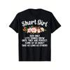 Camiseta Engraçada para Mulheres Baixas - 100% Algodão Camiseta Gráfica Floral Vintage e com Frase Ousada, Camiseta Unisex de Gola Redonda e Manga Curta para Mulheres e Homens