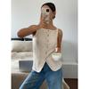 JKASHDK  Women's Fashion Casual Summer Spring Stripe Print Sleeveless Square Collar Blouses & Shirts