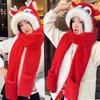 Dragon & Lion Dance Scarf Hat for Women Plush Ear Flap Hat for Girl Universal Windproof Warm Hat for Outdoor Activity
