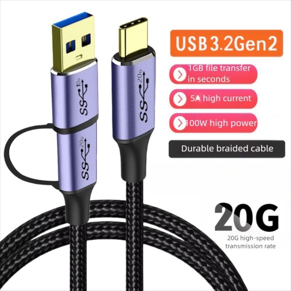 PD 100W Fast Charging Line 20Gbps Video Wire Professional USB-C Data Cord  for Laptop/Phone/Camera