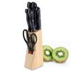 Knife Set - Wooden Stand - 6 Pieces - Stainless Steel - Contemporary Design