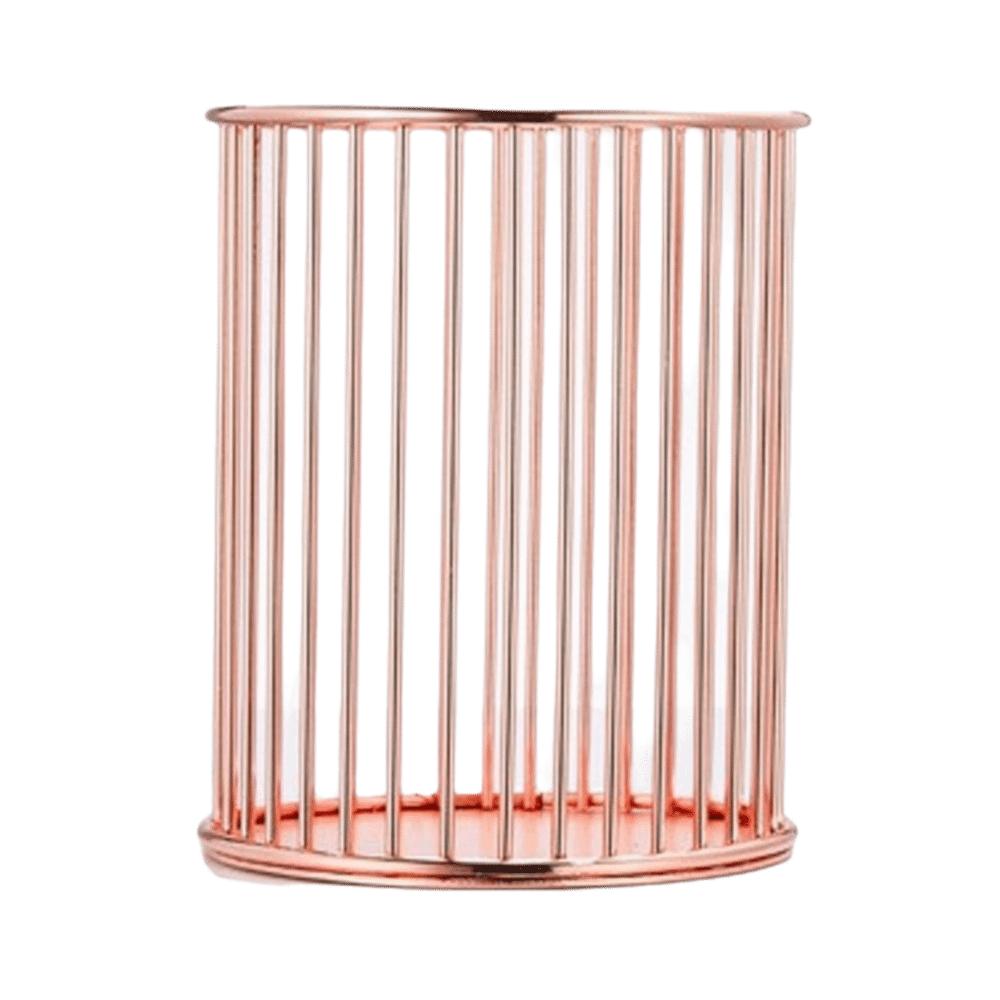Gold Color Pen Holder Metal Material Pencil Organizer Storage Bucket Desktop Organizer  Office Use