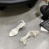 2025 summer new bow open-toed French temperament high-heeled sandals women