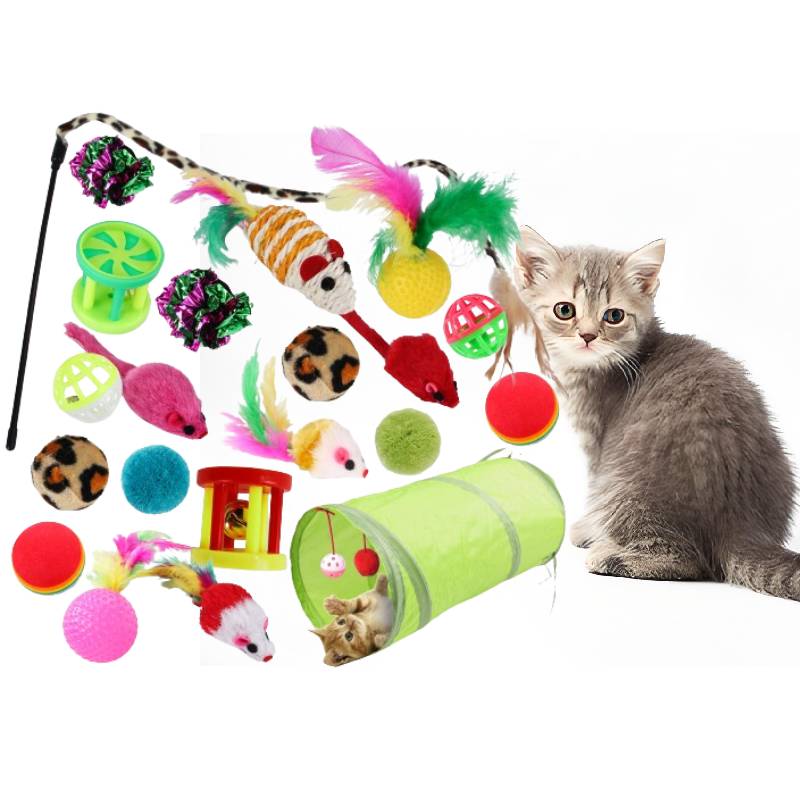 Pet Set Toy Indoor Tunnel Cave Cat Stick Fake Mouse Ball Interactive Supplie